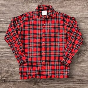 Vintage Plaid Button Down Shirt Scotland Tartan Wool M Medium